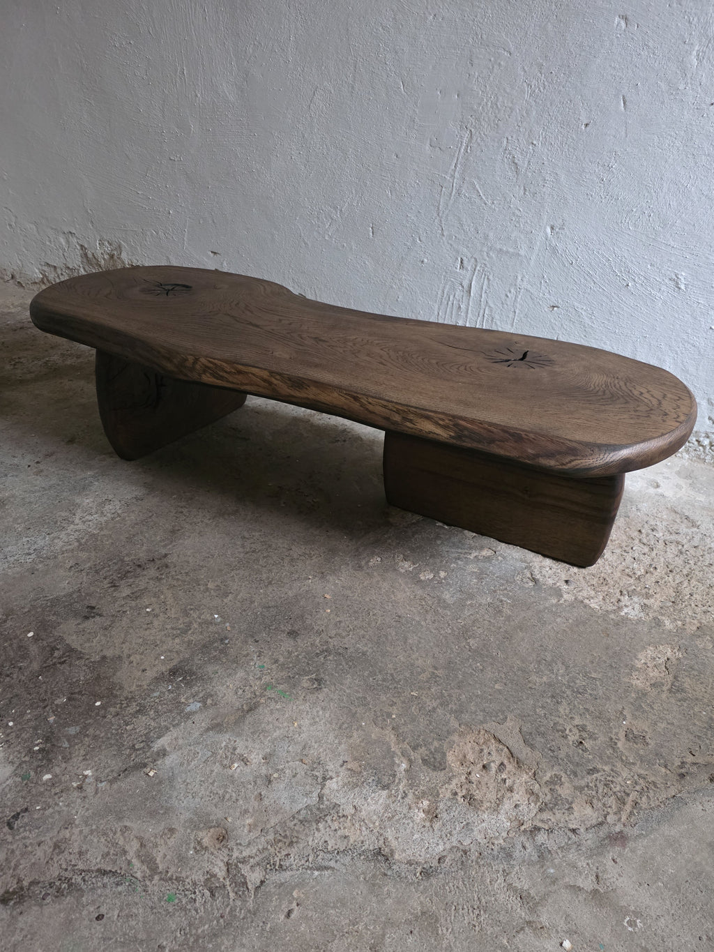 Handcrafted Oak Slab Coffee Table – Modern Rustic Chocolate Furniture