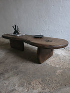Handcrafted Oak Slab Coffee Table – Modern Rustic Chocolate Furniture