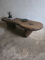 Handcrafted Oak Slab Coffee Table – Modern Rustic Chocolate Furniture