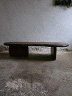 Handcrafted Oak Slab Coffee Table – Modern Rustic Chocolate Furniture
