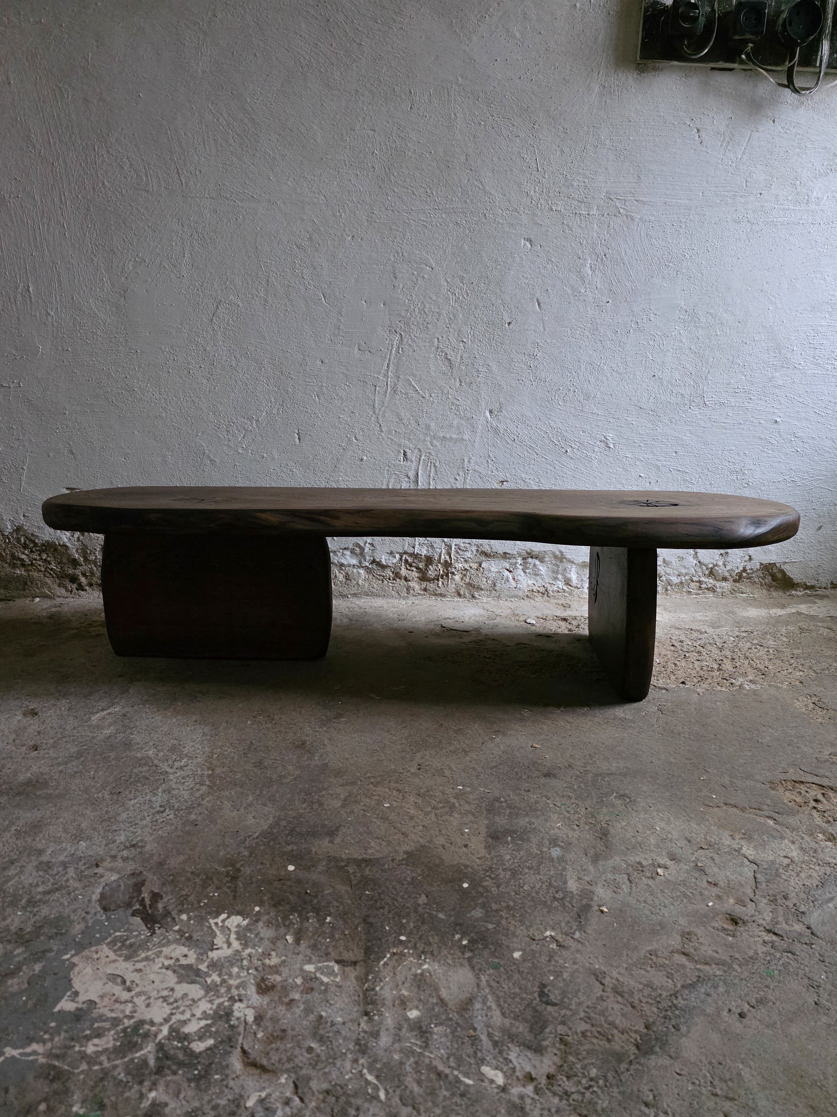 Handcrafted Oak Slab Coffee Table – Modern Rustic Chocolate Furniture
