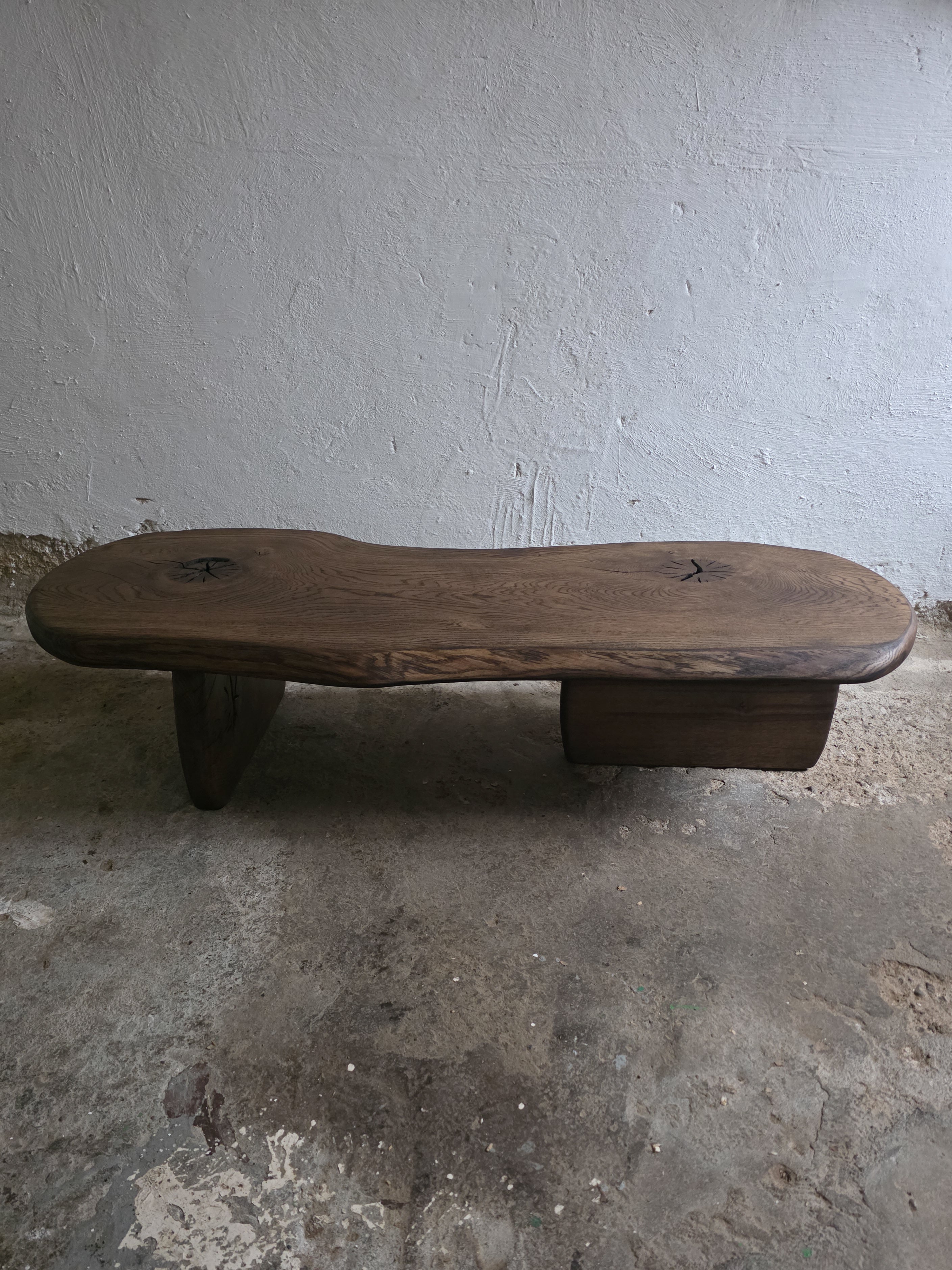 Handcrafted Oak Slab Coffee Table – Modern Rustic Chocolate Furniture