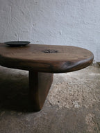 Handcrafted Oak Slab Coffee Table – Modern Rustic Chocolate Furniture