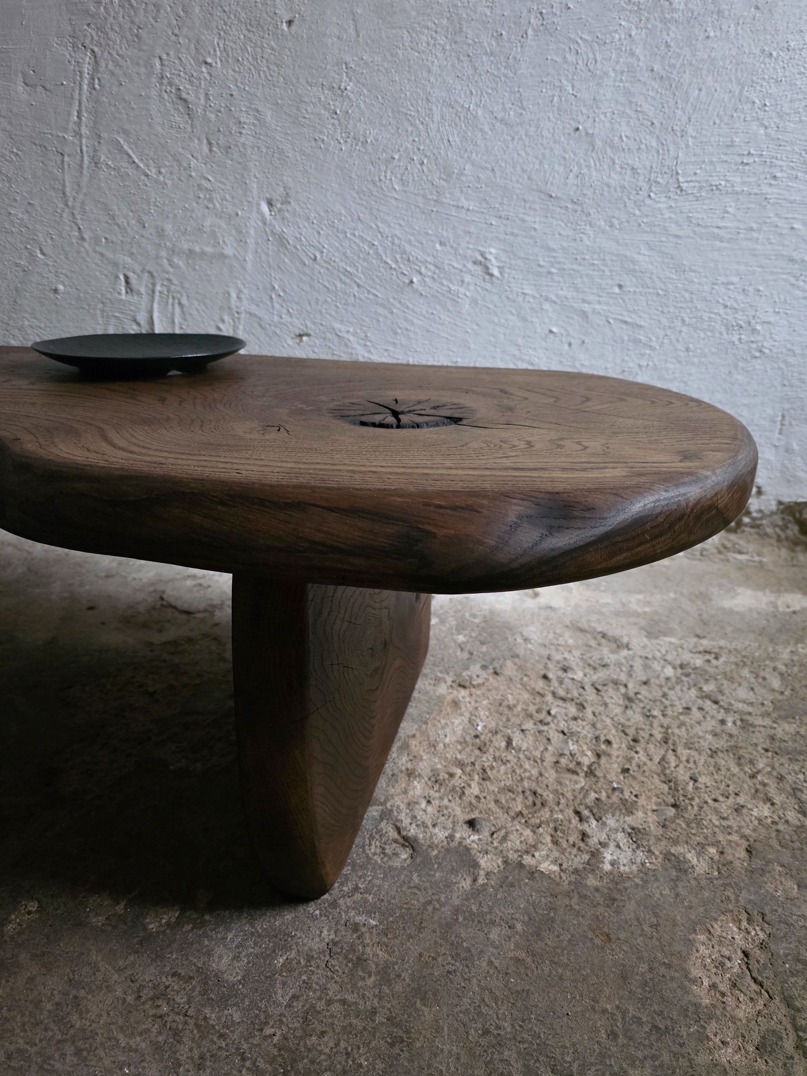 Handcrafted Oak Slab Coffee Table – Modern Rustic Chocolate Furniture