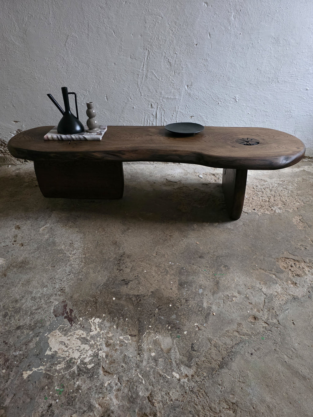Handcrafted Oak Slab Coffee Table – Modern Rustic Chocolate Furniture
