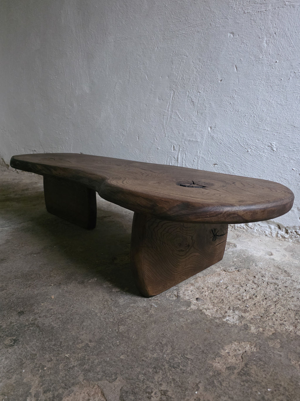 Handcrafted Oak Slab Coffee Table – Modern Rustic Chocolate Furniture