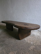 Handcrafted Oak Slab Coffee Table – Modern Rustic Chocolate Furniture
