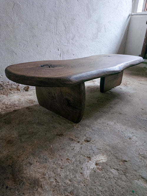 Handcrafted Oak Slab Coffee Table – Modern Rustic Chocolate Furniture
